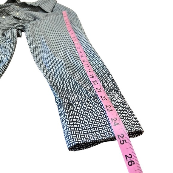 Wrangler Wrancher Mens Large Black White Geometric Pearl Snap Western Shirt L - Picture 5 of 6